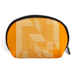 Orange Line Plaid Accessory Pouches (large)  by Mariart