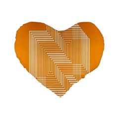 Orange Line Plaid Standard 16  Premium Flano Heart Shape Cushions by Mariart