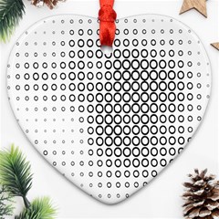 Polka Circle Round Black White Hole Ornament (heart)