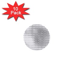 Polka Circle Round Black White Hole 1  Mini Buttons (10 Pack)  by Mariart