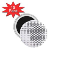 Polka Circle Round Black White Hole 1 75  Magnets (10 Pack)  by Mariart