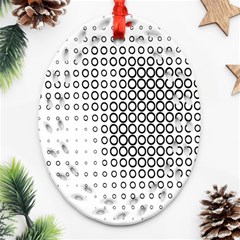 Polka Circle Round Black White Hole Oval Filigree Ornament (two Sides) by Mariart