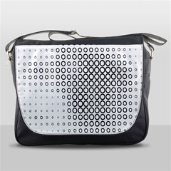 Polka Circle Round Black White Hole Messenger Bags by Mariart