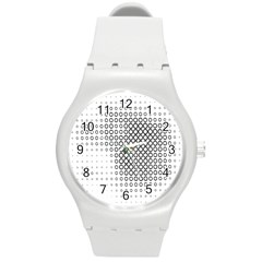 Polka Circle Round Black White Hole Round Plastic Sport Watch (m) by Mariart