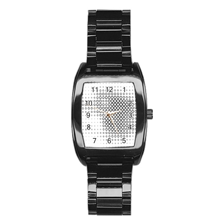 Polka Circle Round Black White Hole Stainless Steel Barrel Watch