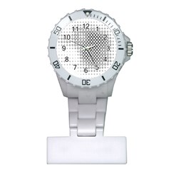 Polka Circle Round Black White Hole Plastic Nurses Watch by Mariart