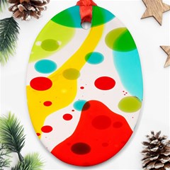 Polkadot Color Rainbow Red Blue Yellow Green Ornament (oval) by Mariart