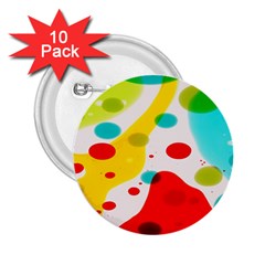 Polkadot Color Rainbow Red Blue Yellow Green 2 25  Buttons (10 Pack)  by Mariart