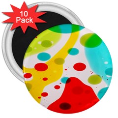 Polkadot Color Rainbow Red Blue Yellow Green 3  Magnets (10 Pack)  by Mariart