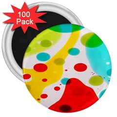 Polkadot Color Rainbow Red Blue Yellow Green 3  Magnets (100 Pack) by Mariart