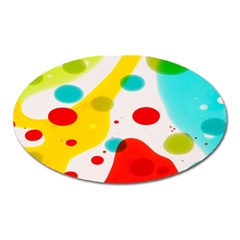 Polkadot Color Rainbow Red Blue Yellow Green Oval Magnet by Mariart