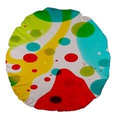 Polkadot Color Rainbow Red Blue Yellow Green Large 18  Premium Flano Round Cushions by Mariart