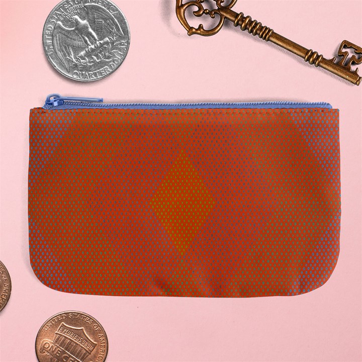 Live Three Term Side Card Orange Pink Polka Dot Chevron Wave Large Coin Purse