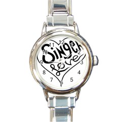 Singer Love Sign Heart Round Italian Charm Watch by Mariart