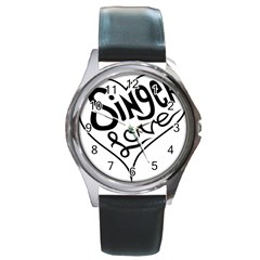 Singer Love Sign Heart Round Metal Watch by Mariart