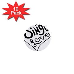 Singer Love Sign Heart 1  Mini Buttons (10 Pack)  by Mariart