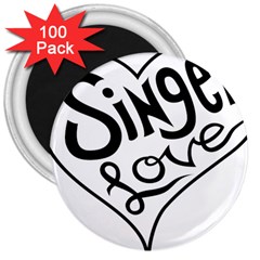 Singer Love Sign Heart 3  Magnets (100 Pack)