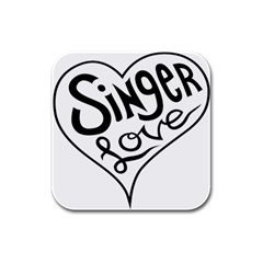 Singer Love Sign Heart Rubber Square Coaster (4 Pack)  by Mariart