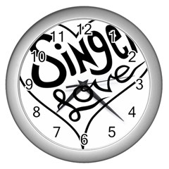 Singer Love Sign Heart Wall Clocks (silver)  by Mariart