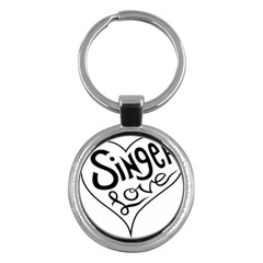 Singer Love Sign Heart Key Chains (round)  by Mariart