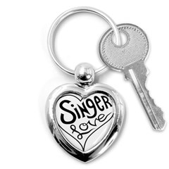 Singer Love Sign Heart Key Chains (heart)  by Mariart