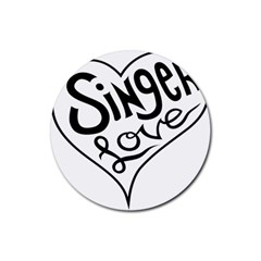 Singer Love Sign Heart Rubber Round Coaster (4 Pack) 