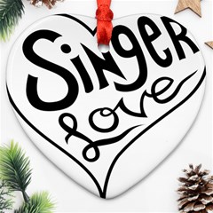 Singer Love Sign Heart Heart Ornament (two Sides) by Mariart