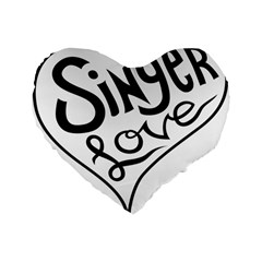 Singer Love Sign Heart Standard 16  Premium Flano Heart Shape Cushions by Mariart