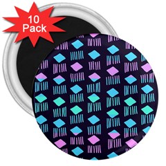 Polkadot Plaid Circle Line Pink Purple Blue 3  Magnets (10 Pack)  by Mariart