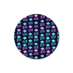 Polkadot Plaid Circle Line Pink Purple Blue Rubber Round Coaster (4 Pack)  by Mariart