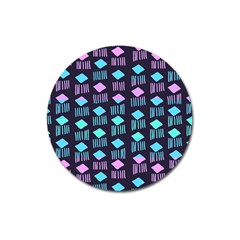 Polkadot Plaid Circle Line Pink Purple Blue Magnet 3  (round)