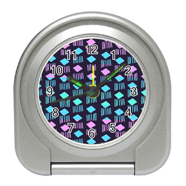 Polkadot Plaid Circle Line Pink Purple Blue Travel Alarm Clocks