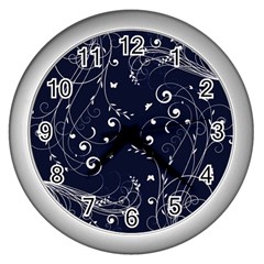 Floral Design Wall Clocks (silver) 