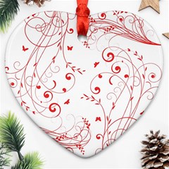 Floral Design Heart Ornament (two Sides) by ValentinaDesign