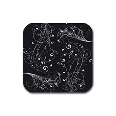 Floral Design Rubber Coaster (square)  by ValentinaDesign