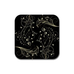 Floral Design Rubber Coaster (square)  by ValentinaDesign