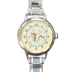 Unicorn Pattern Round Italian Charm Watch by Nexatart