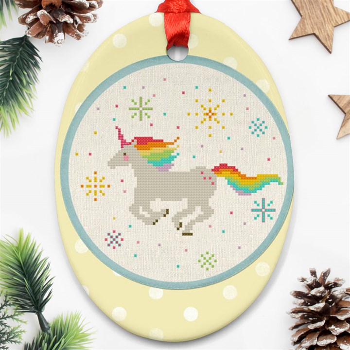 Unicorn Pattern Ornament (Oval)