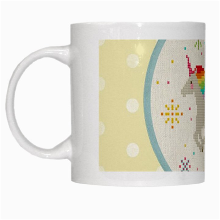 Unicorn Pattern White Mugs