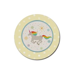 Unicorn Pattern Rubber Coaster (round)  by Nexatart