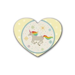 Unicorn Pattern Rubber Coaster (heart)  by Nexatart