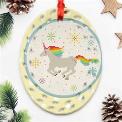 Unicorn Pattern Oval Filigree Ornament (two Sides) by Nexatart