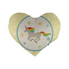 Unicorn Pattern Standard 16  Premium Flano Heart Shape Cushions by Nexatart