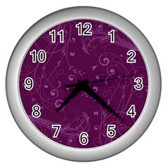 Floral Design Wall Clocks (silver) 