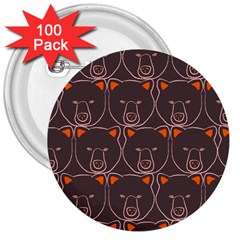 Bears Pattern 3  Buttons (100 Pack)  by Nexatart