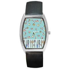 Kawaii Kitchen Border Barrel Style Metal Watch by Nexatart