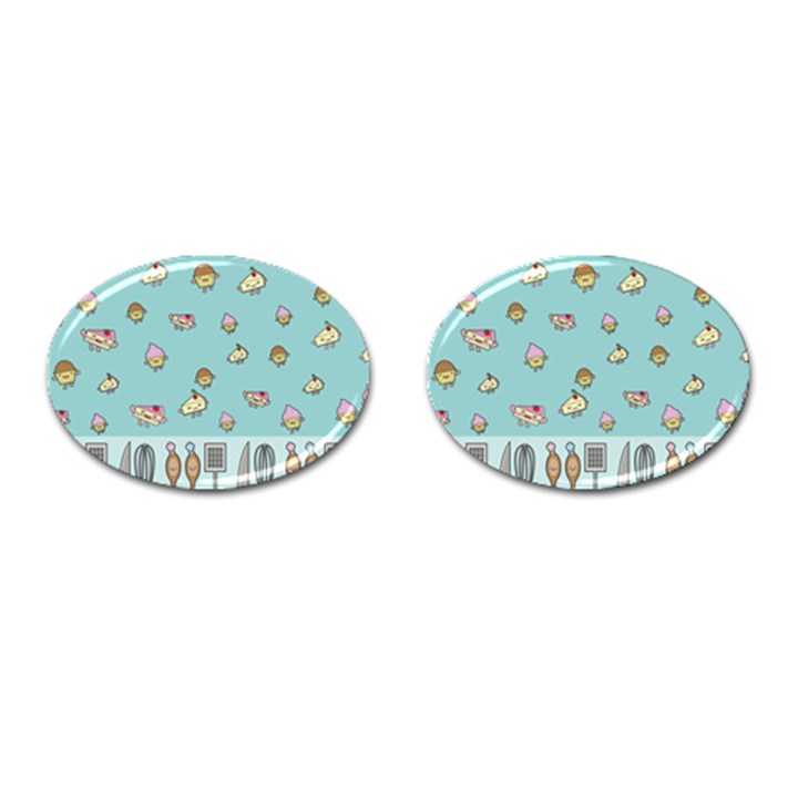 Kawaii Kitchen Border Cufflinks (Oval)