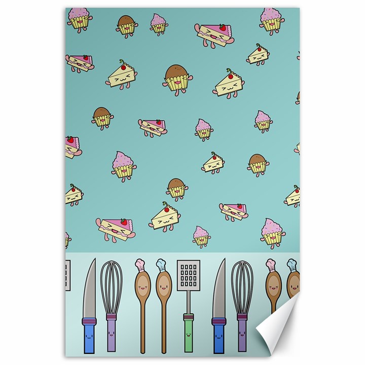 Kawaii Kitchen Border Canvas 24  x 36 