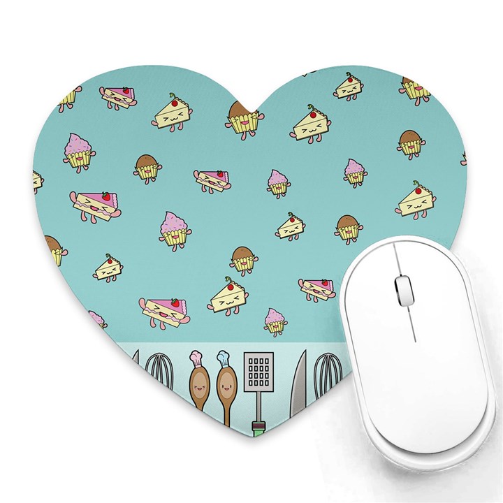 Kawaii Kitchen Border Heart Mousepads