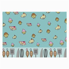 Kawaii Kitchen Border Large Glasses Cloth by Nexatart